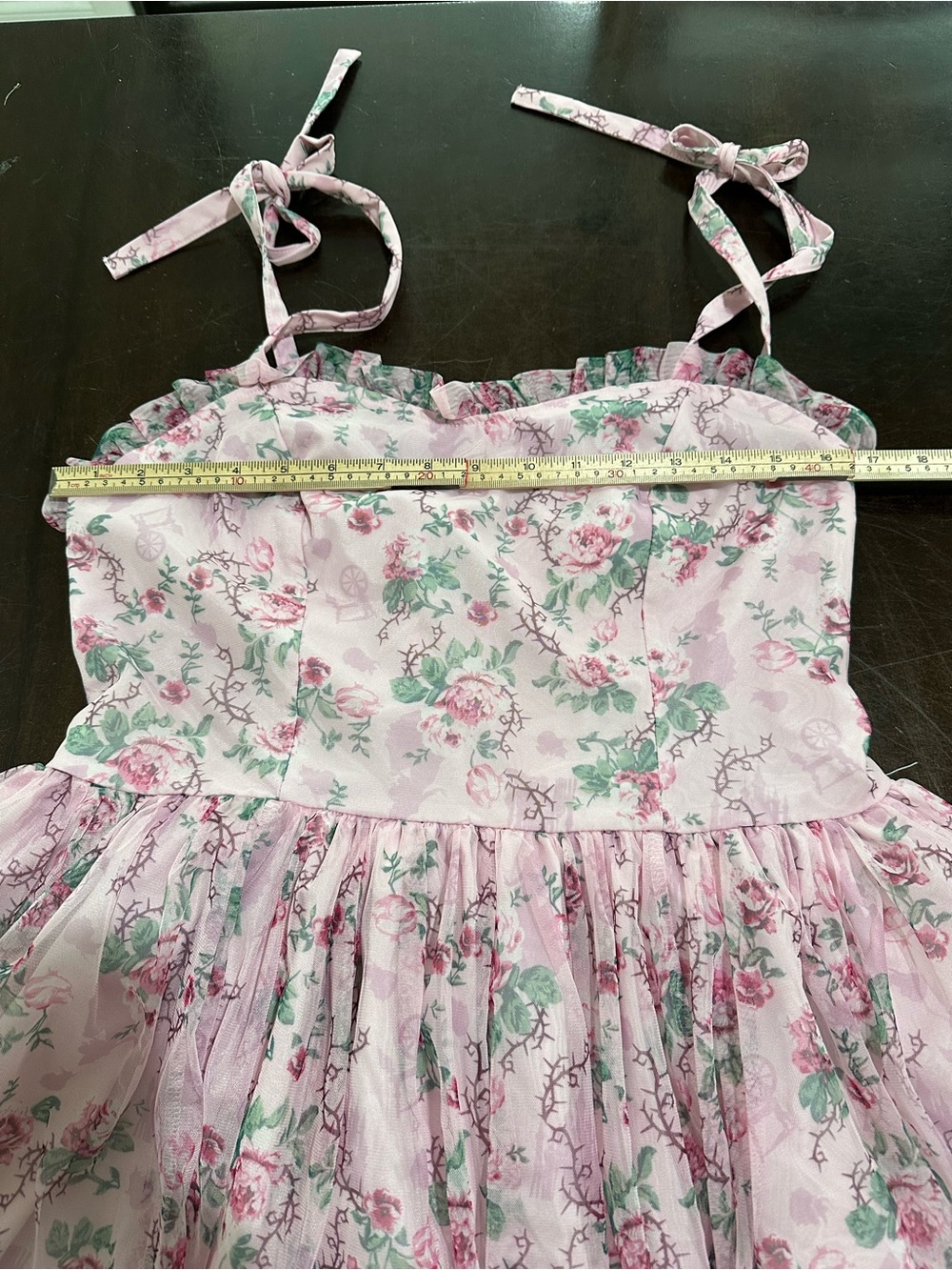 Disney Her Universe Light Pink Floral Ruffled Dress sleeping Beauty Sz l - Picture 7 of 11